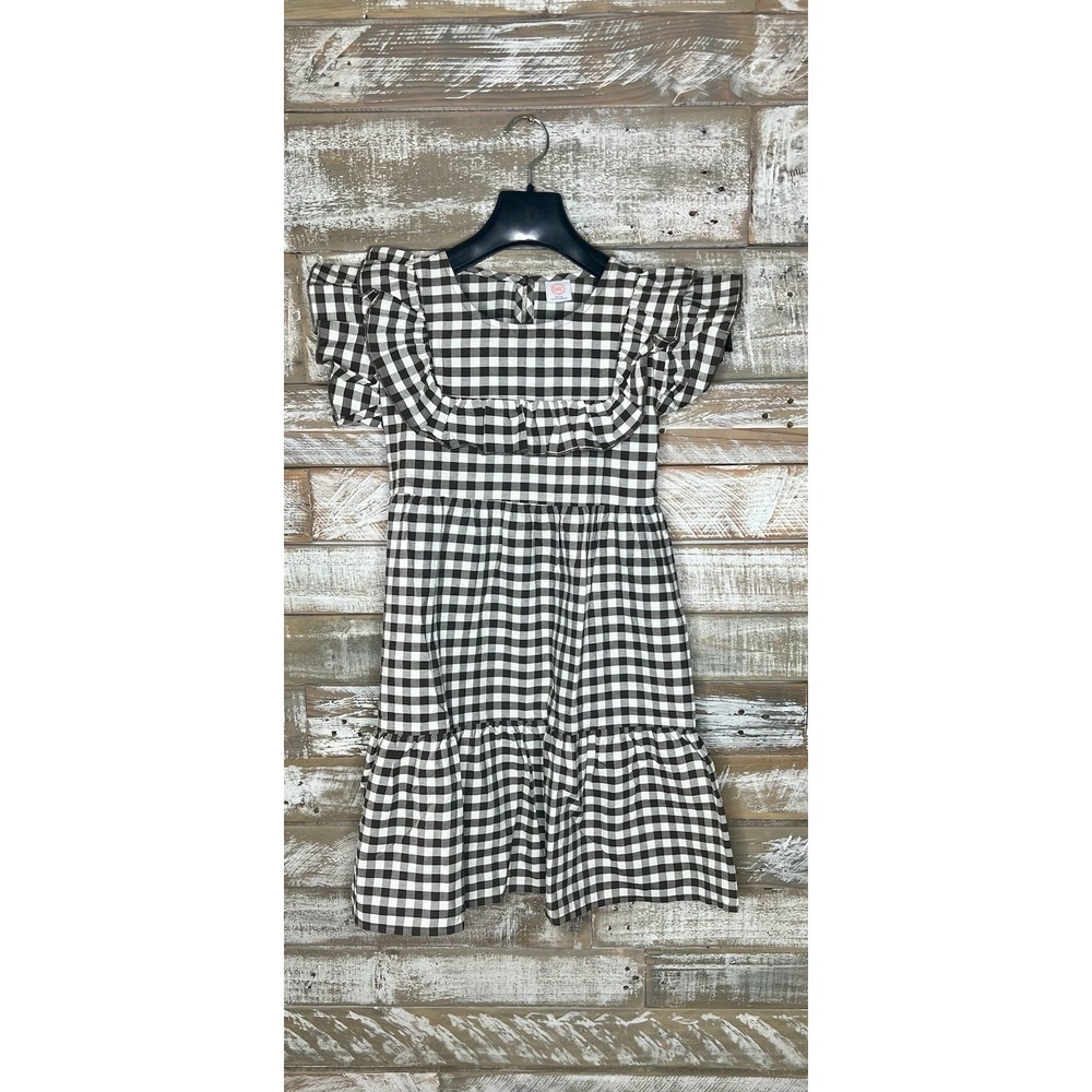 Wonder Nation Kids M 7/8 Plaid Brown/white Dress W/ Tag